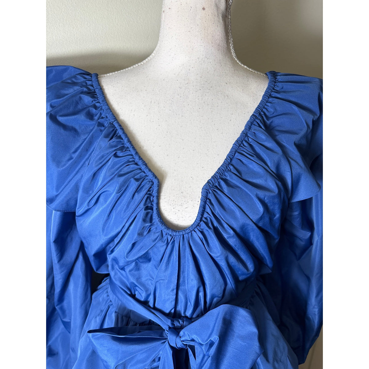 Tanya Taylor Cobalt Blue Taffeta Tiered Cocktail Dress Sz 6
