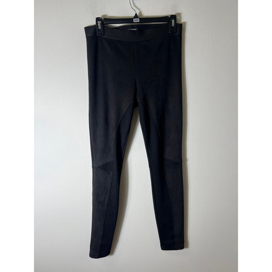 Womens David Lerner Black Stretchy Mixed Media Suede Pants Sz L