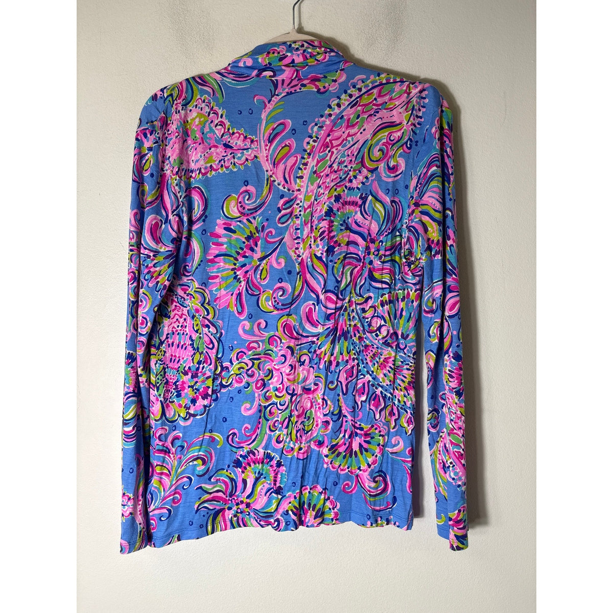 Lilly Pulitzer Blue/Pink Paisley Long Sleeve Button Up Top Sz S