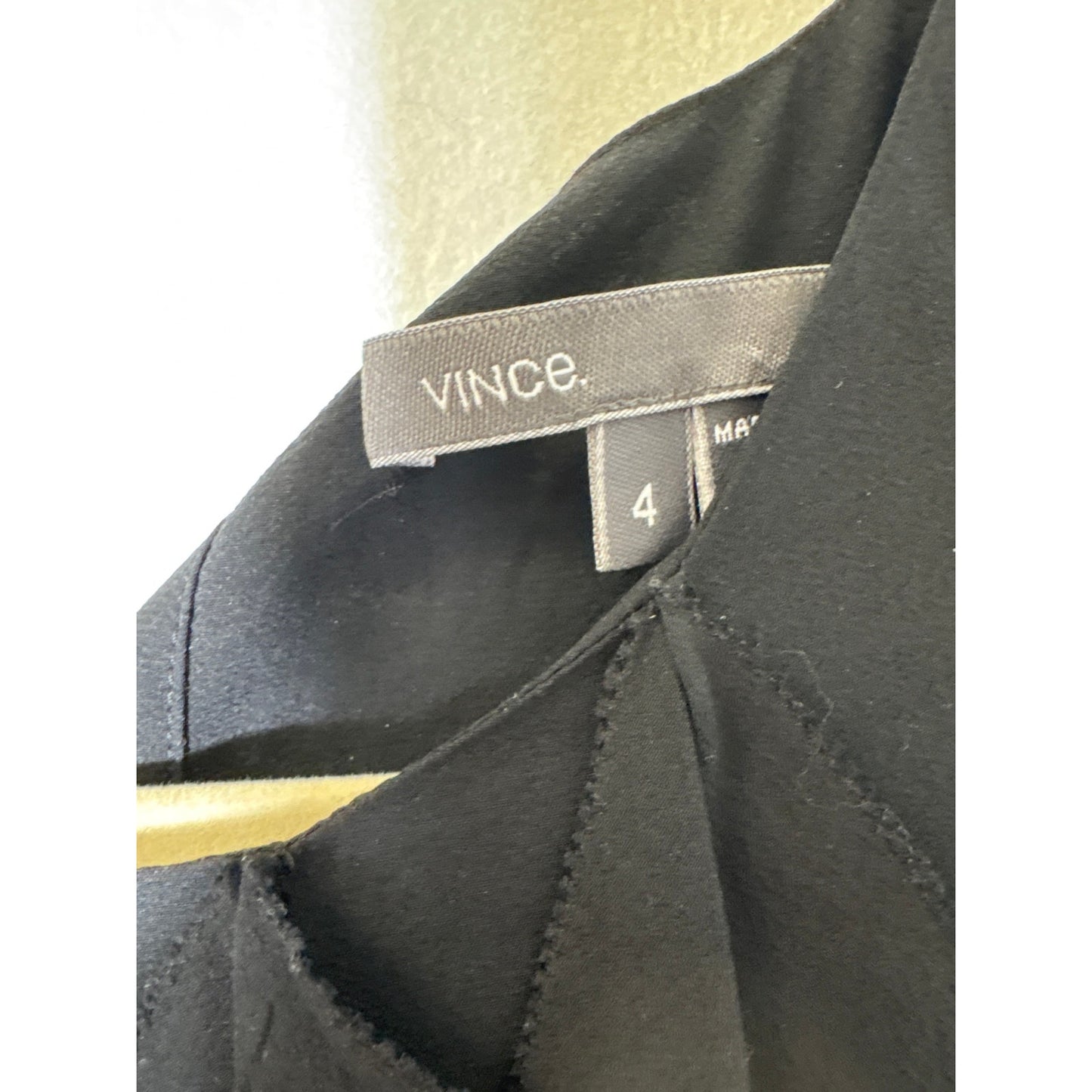 Vince Black Sleeveless Silk Ruffle Top Sz 4