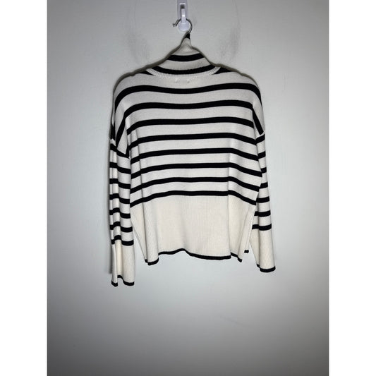 Grans Black and White Striped Turtleneck Sweater Sz M