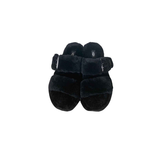 NIB Ugg Fuzzyeah Black Slides Sz 8