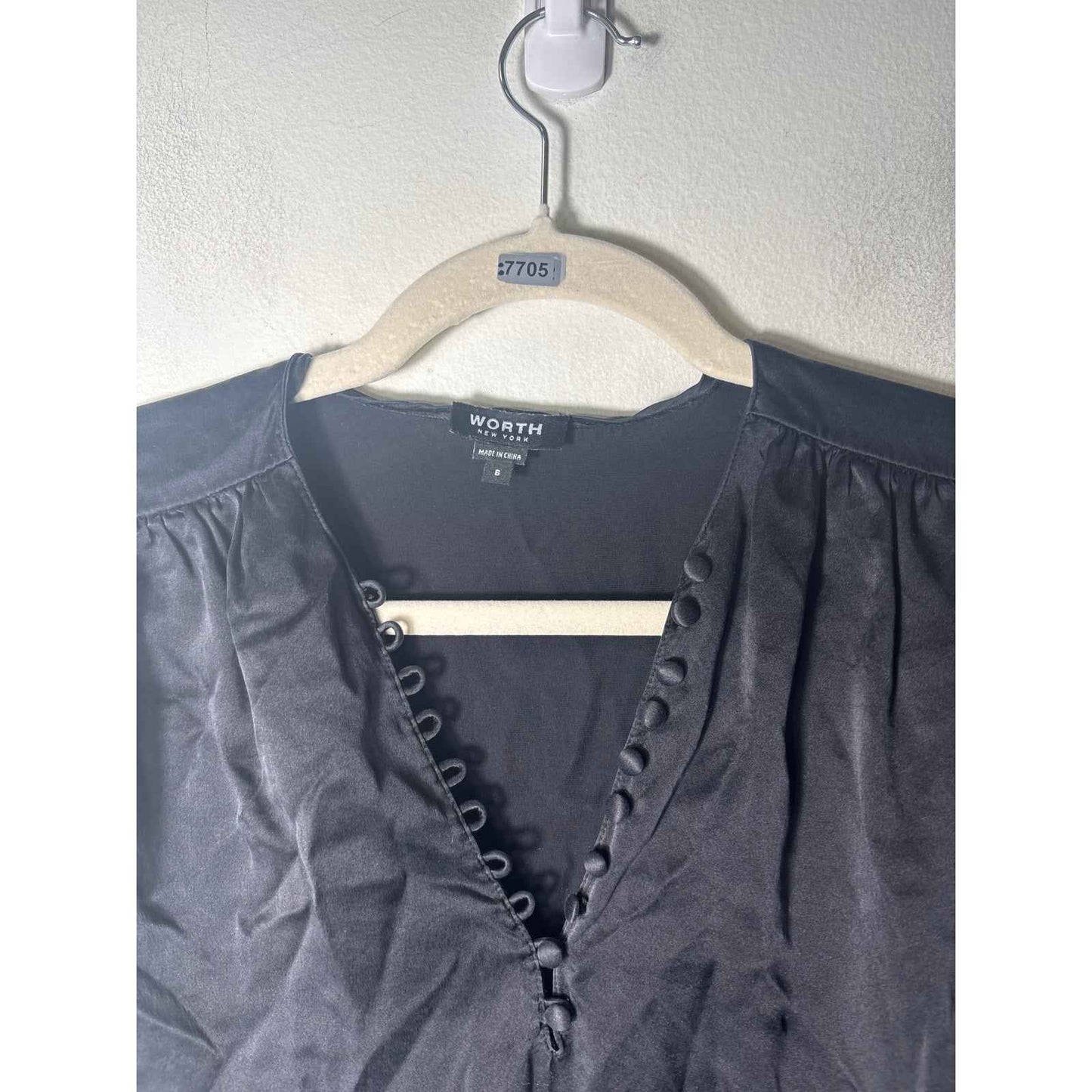 Worth Black Long Sleeve Silk V-Neck Tunic Sz 6