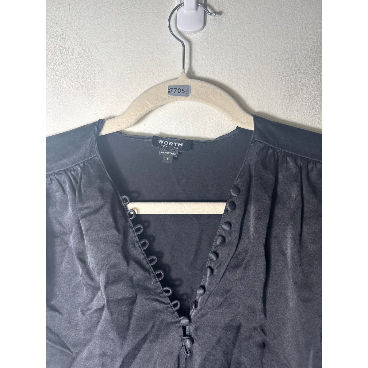 Worth Black Long Sleeve Silk V-Neck Tunic Sz 6