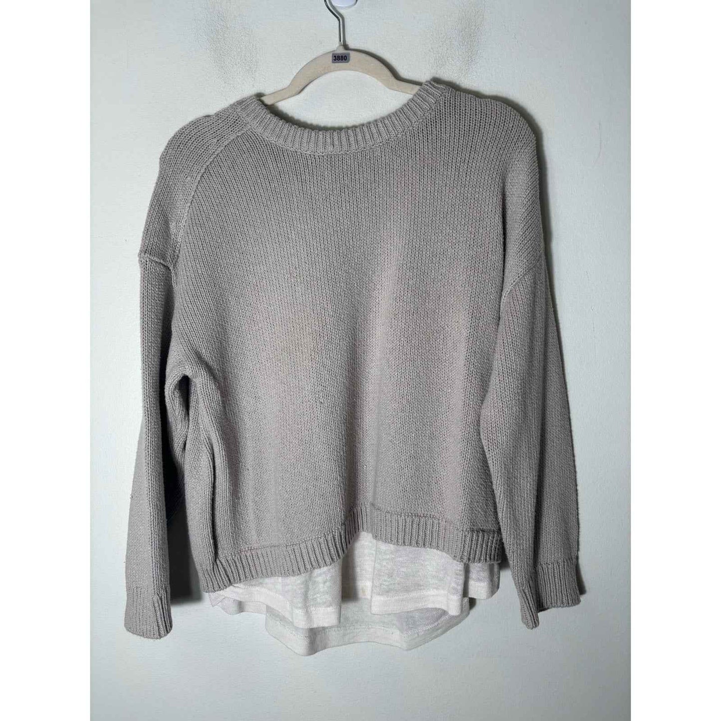 Brochu Walker Oatmeal Long Sleeve Crewneck Knit Sweater Sz M