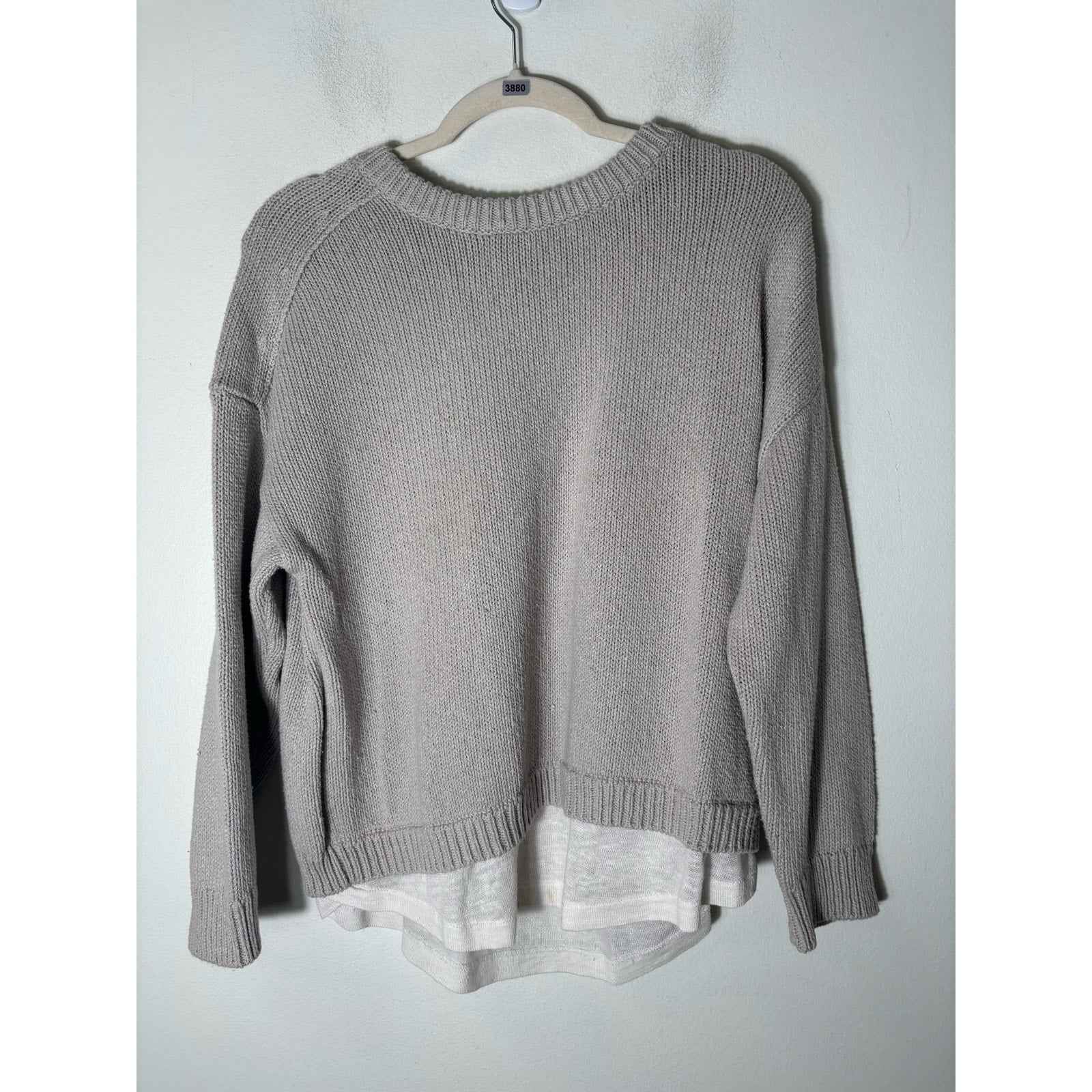 Brochu Walker Oatmeal Long Sleeve Crewneck Knit Sweater Sz M