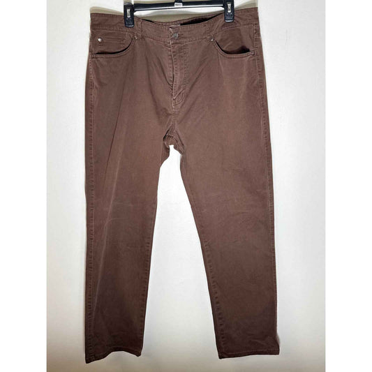 Men's Peter Millar Dark Brown Cotton Flat Front Chinos Sz 40x32