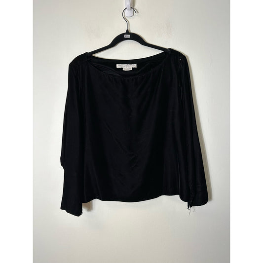 Allen Allen USA Black Velvet Long Sleeve Shirt Sz S