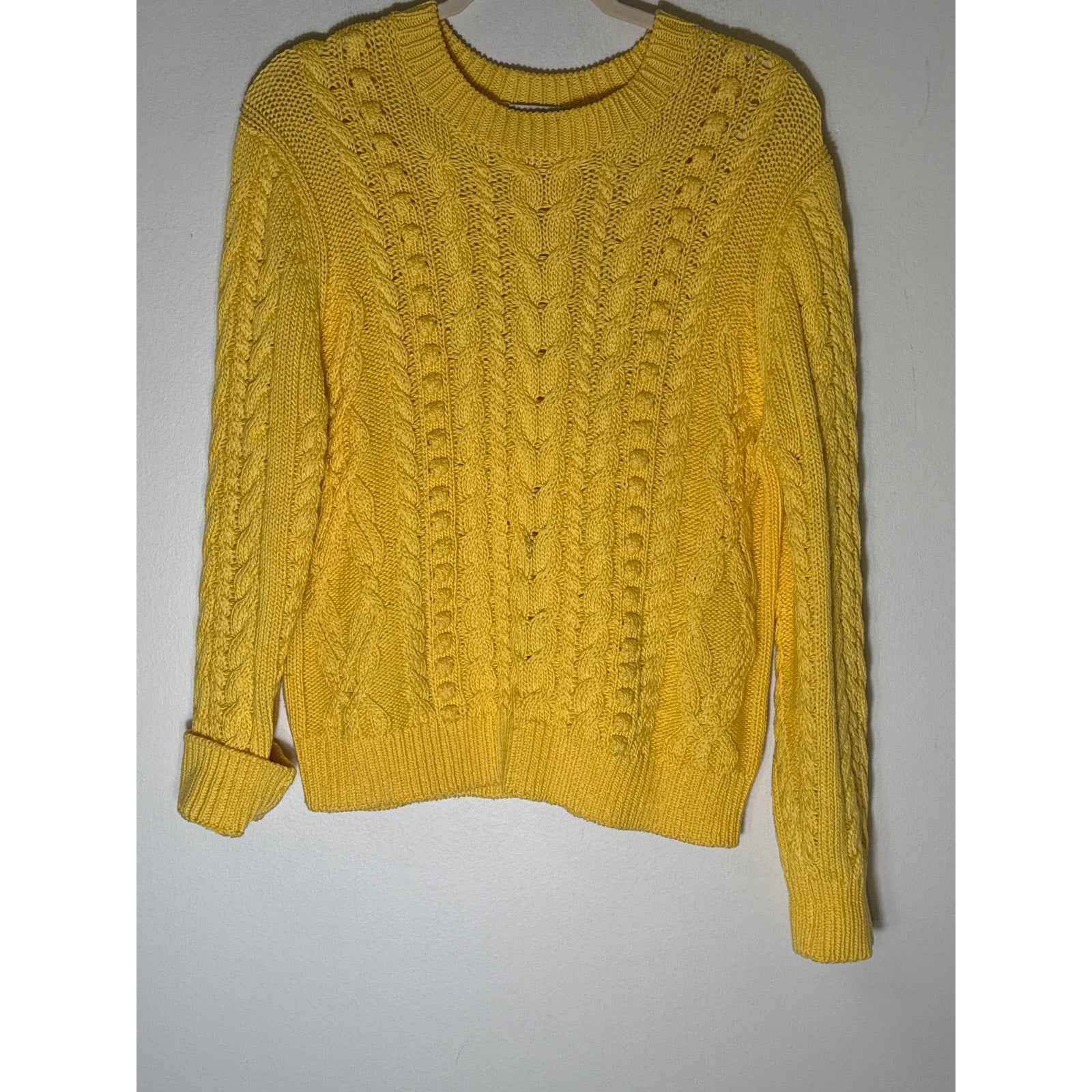 Pearl by Lela Rose Yellow Cable Pullover Sweater Sz S