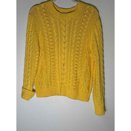 Pearl by Lela Rose Yellow Cable Pullover Sweater Sz S