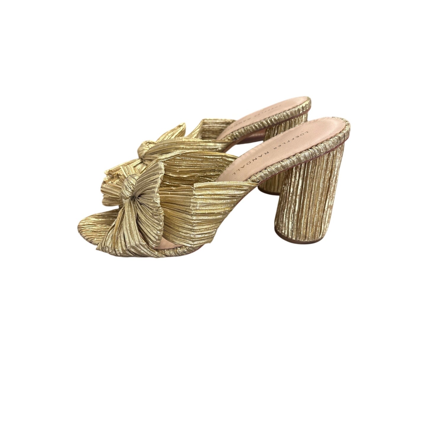 Loeffler Randal Gold Bow Heels Sz 7.5