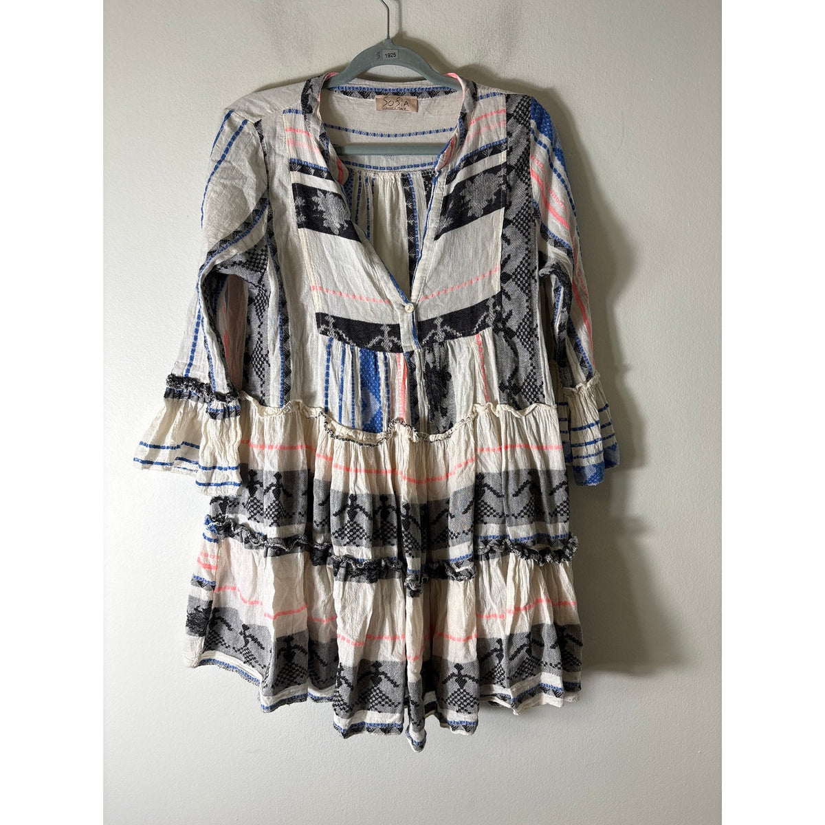 Sohia Made in Italy Multicolor 3/4 Sleeve Baby Doll Mini Dress Sz S