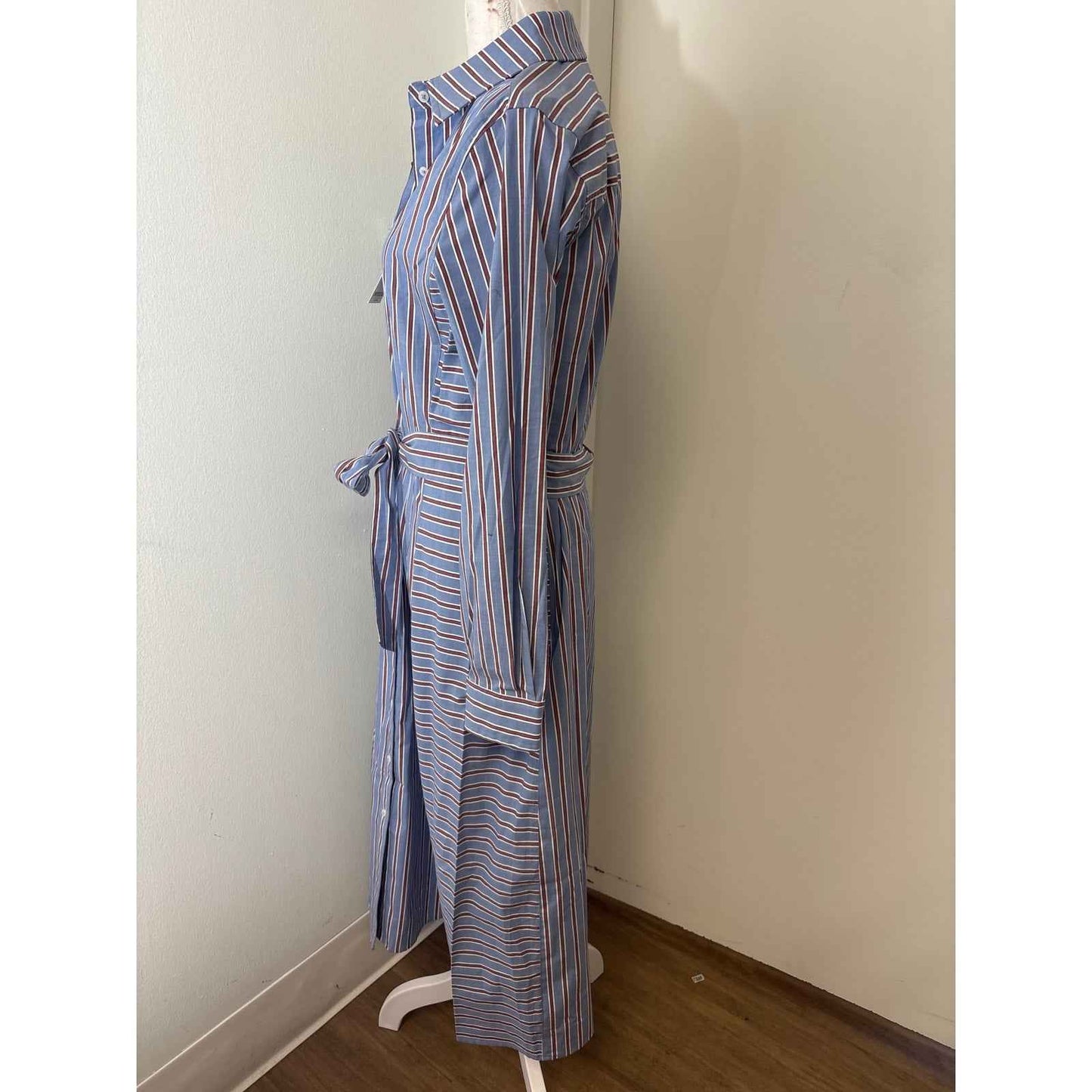 NWT Untuckit Tess Blue Regular Fit Blue and Red Stripe Shirt Dress Sz 6