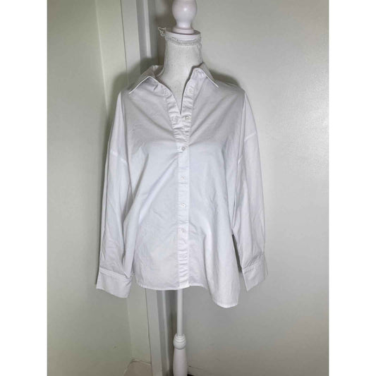 Carbone 38 Crisp White Long Sleeve Button Down Shirt Sz M