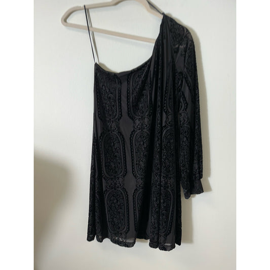 NWT Karlie Black One Shoulder Long Sleeve Mini Dress Sz S