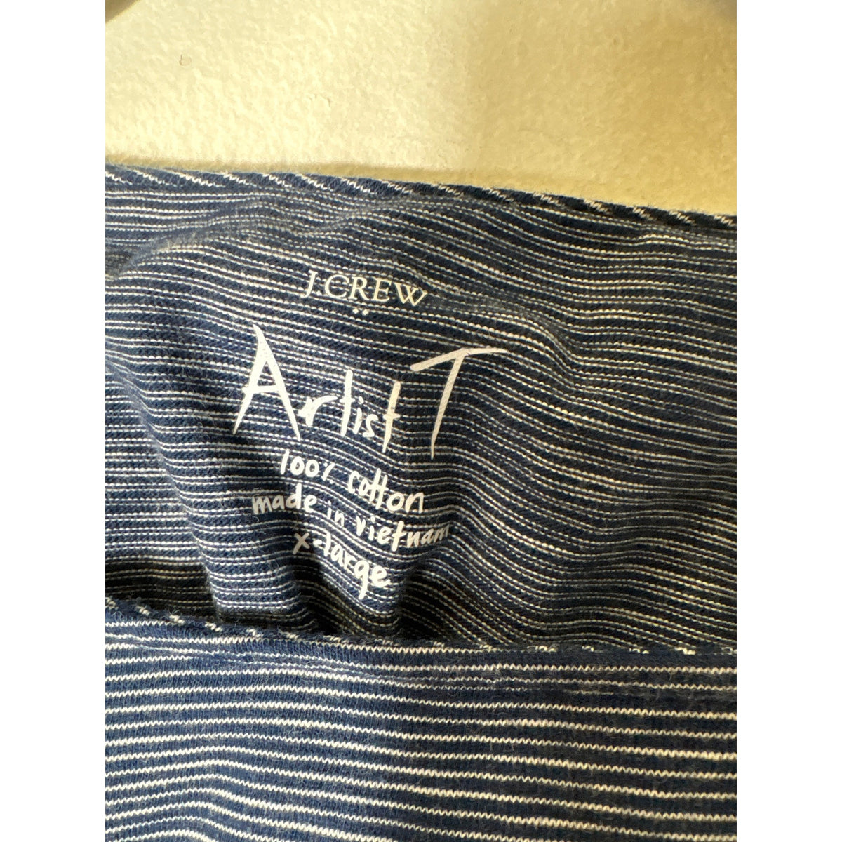 J. Crew Navy and White Stripe Cotton Long Sleeve Tee Sz XL