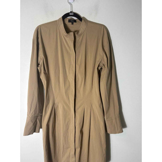 Theory Khaki Button Up A Line Dress Sz M