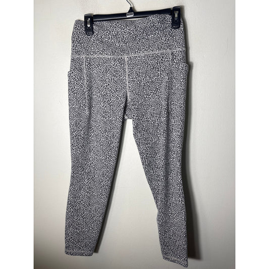 Athleta Black White Cheetah Print Athletic Leggings Sz M