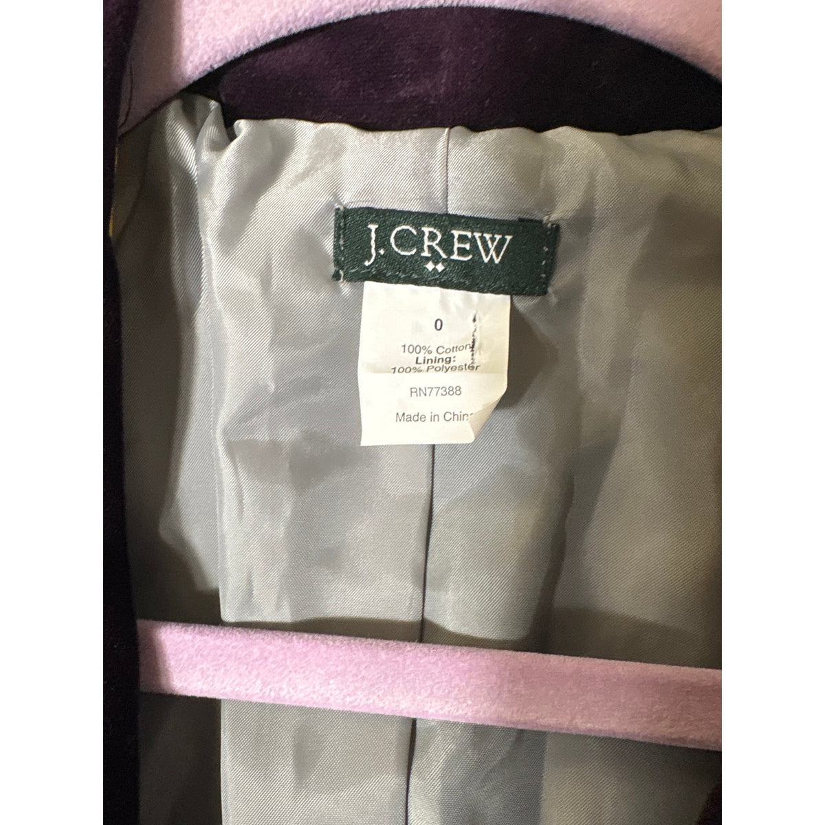 J. Crew Eggplant Purple Fitted Velour Long Sleeve Blazer Sz 0