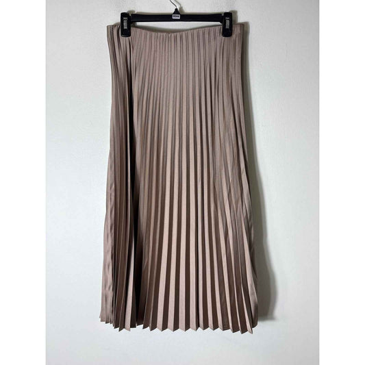 J.Crew Taupe Accordian Pleat Midi Skirt Sz S