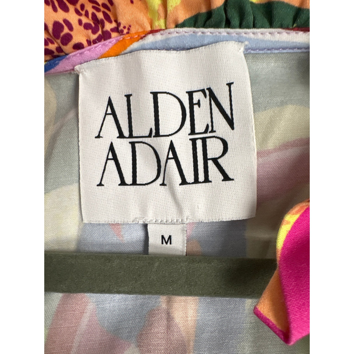 Alden Adair Multi Color Ruffle Trimmed Top Sz M