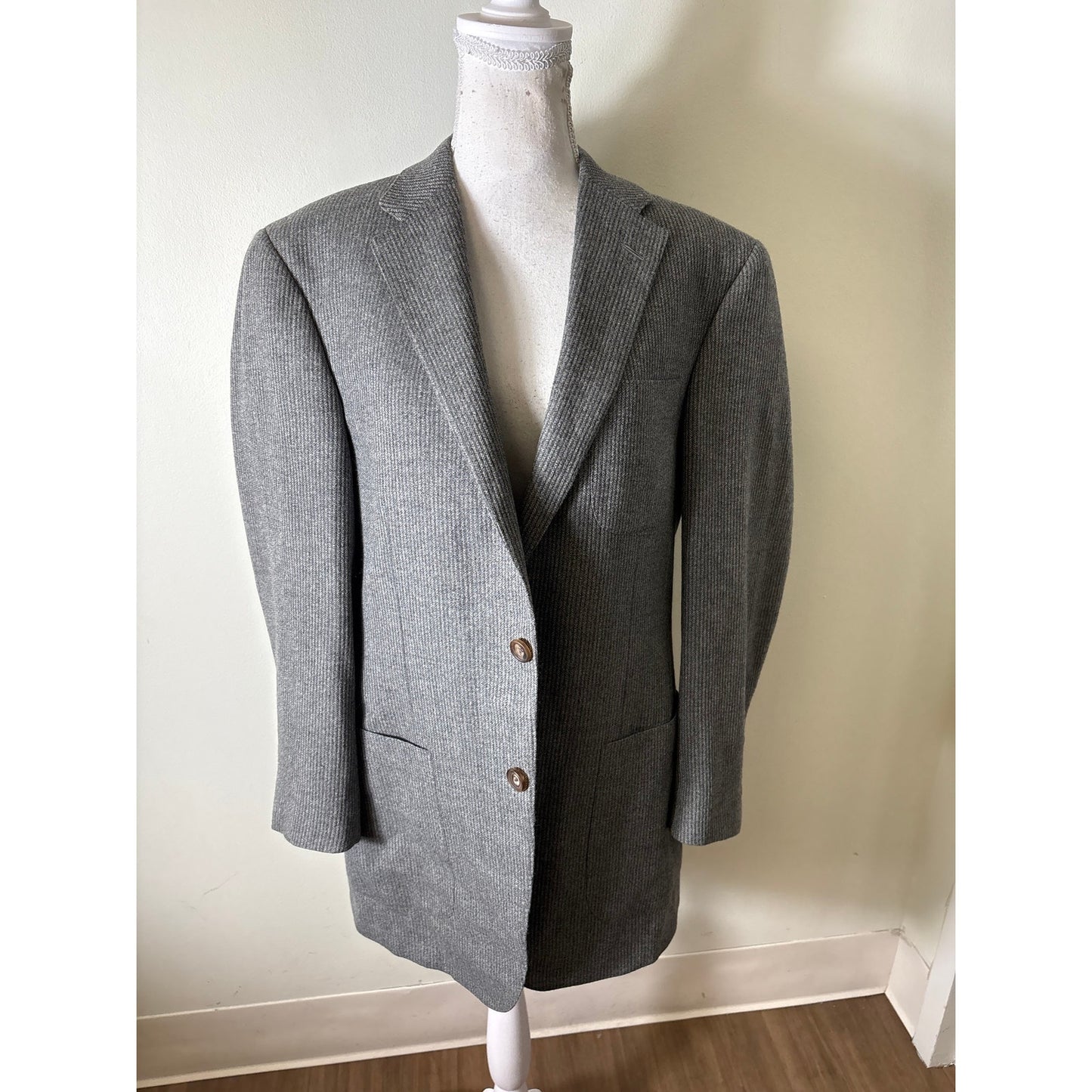 Men's Plainclothes Gray Wool and Cashmere Long Sleeve Winter Blazer Sz 40