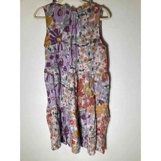 Kori Multicolor Floral Sleeveless Knee Length Tiered Dress Sz M