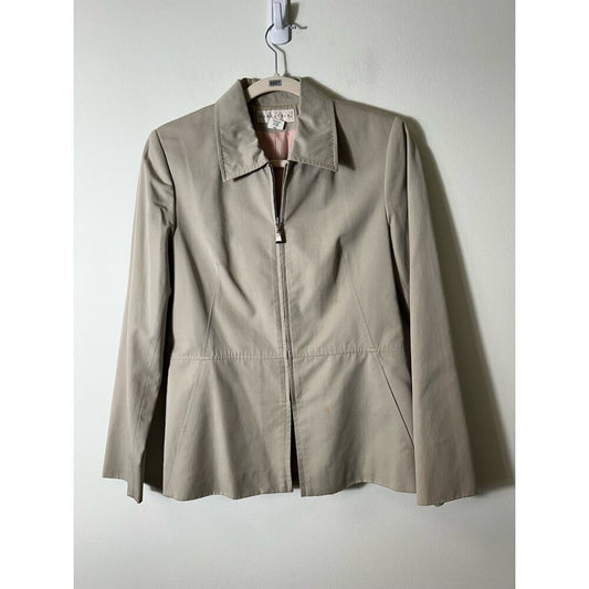 Doncaster Tan Khaki Zip Front Jacket Size 4