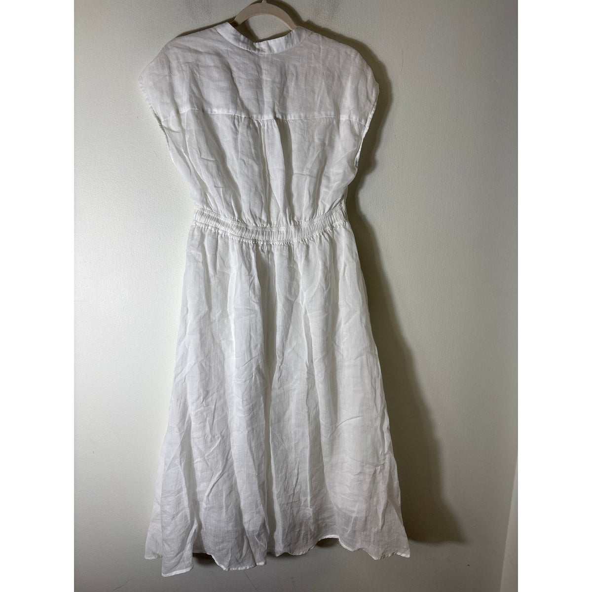 Elan White Gauzy Drawstring Waisted Dress Sz L
