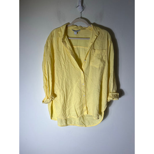 Old Navy Yellow Long Sleeve Button Up Shirt and Matching Shorts Sz S