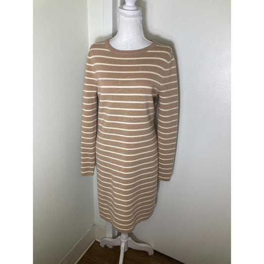 Vineyard vines Merino Wool Tan and White Striped Midi Sz XS
