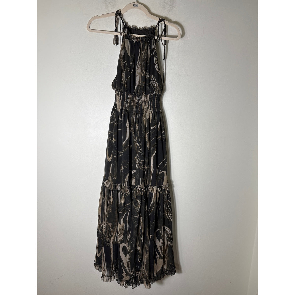 Banana Republic Dark Gray Green Paint Swirl Sleeveless Maxi Dress Sz XS