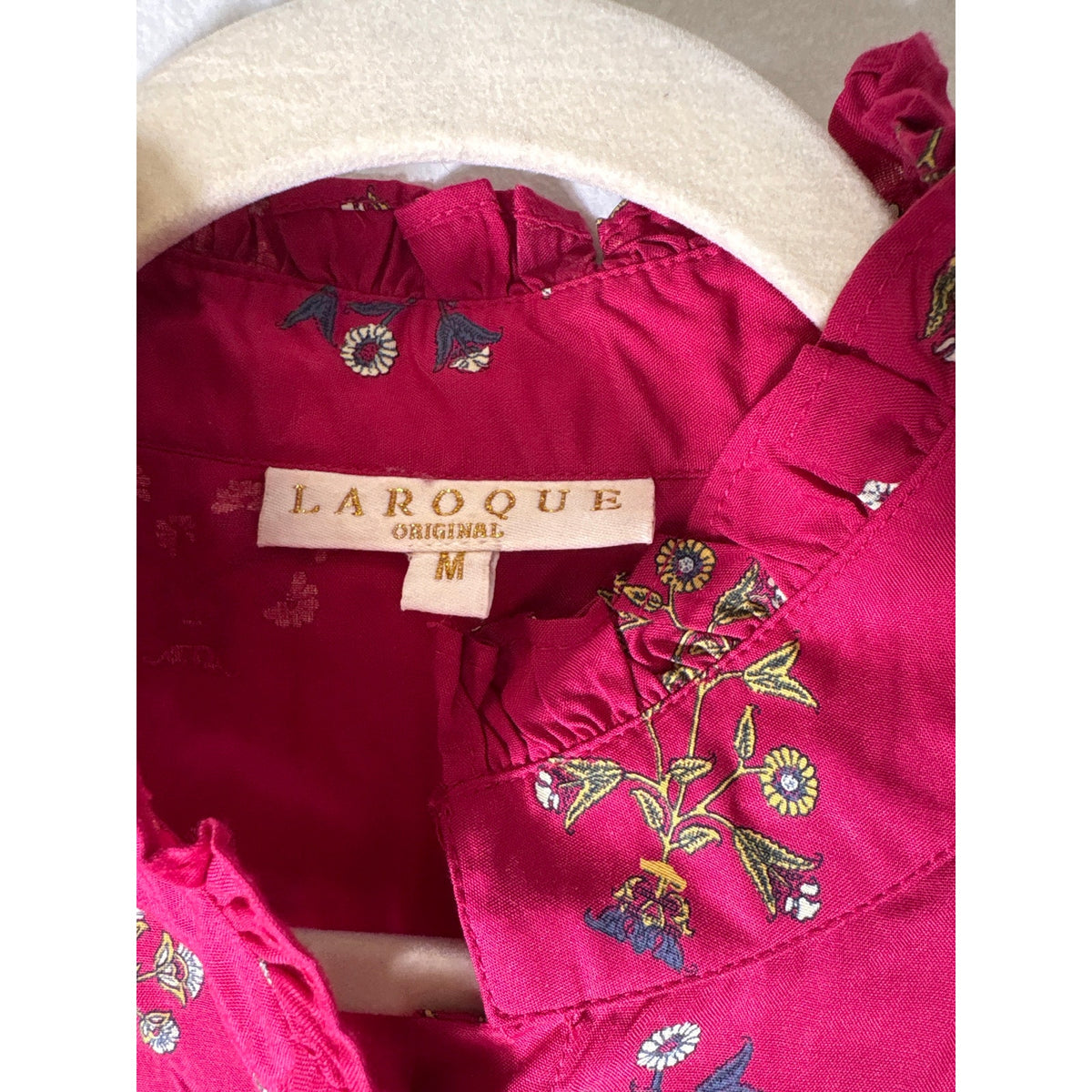Laroque original red floral button down Sz M