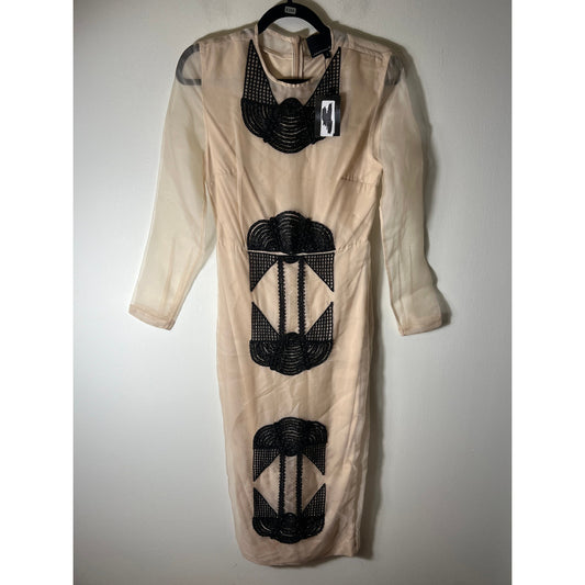 Julianna Bass Nude/Black Organza Dress Sz 4