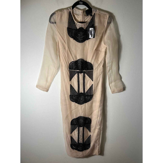 Julianna Bass Nude/Black Organza Dress Sz 4