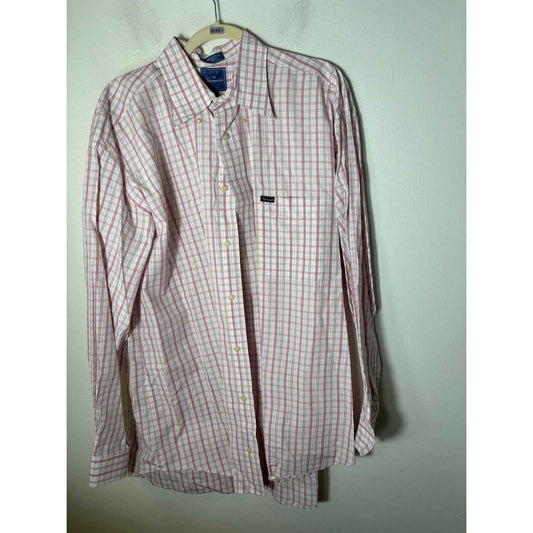Mens Faconnable Pink and Yellow Plaid Dress Shirt Sz XL
