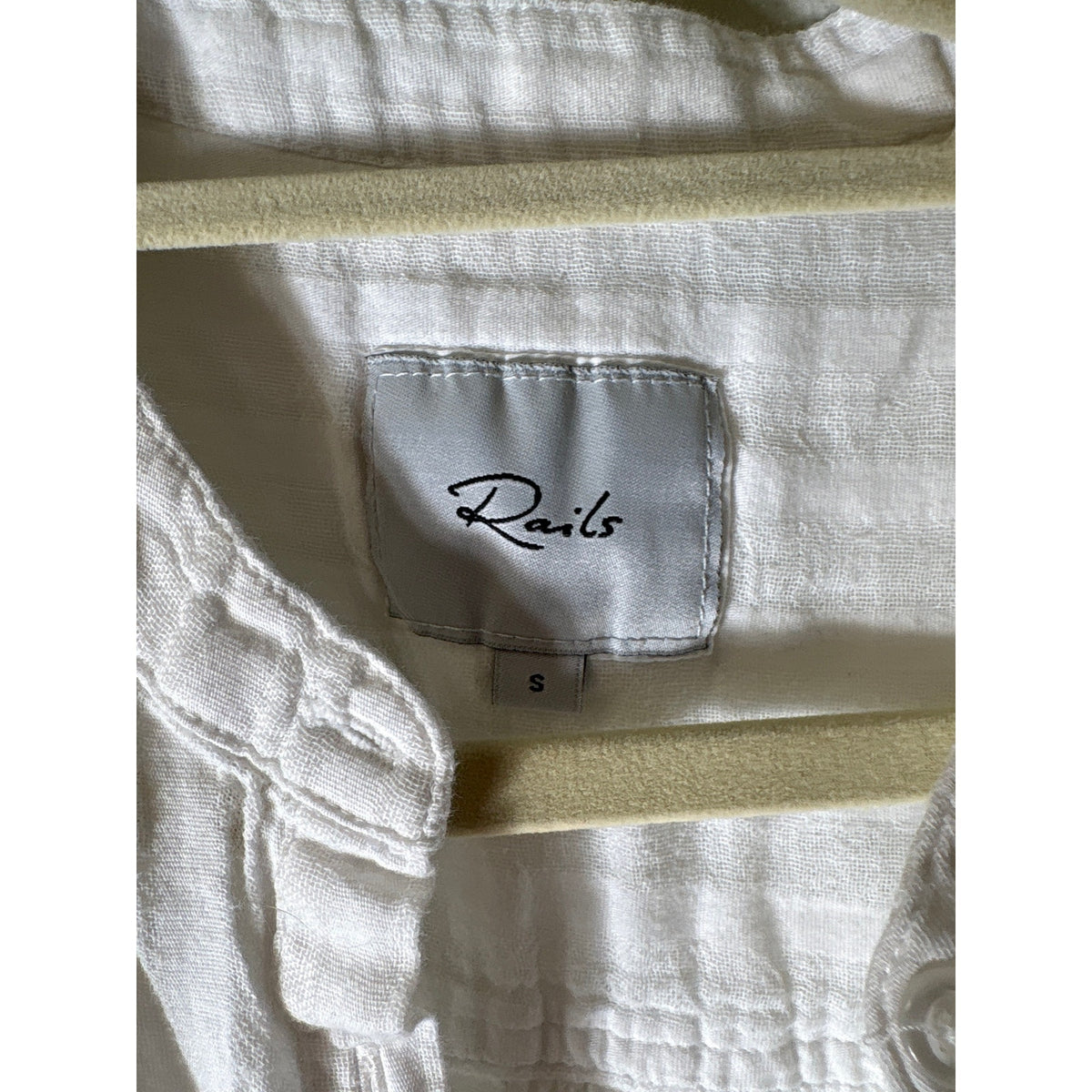 Rails White Sleeveless Button Up Smocked Waist Mini Dress Sz S