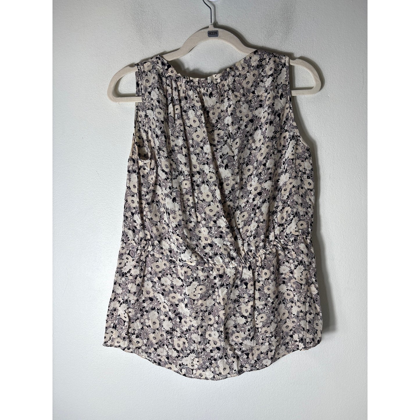 Rebecca Taylor Cream and Black Floral Sleeveless Silk Top Sz 0