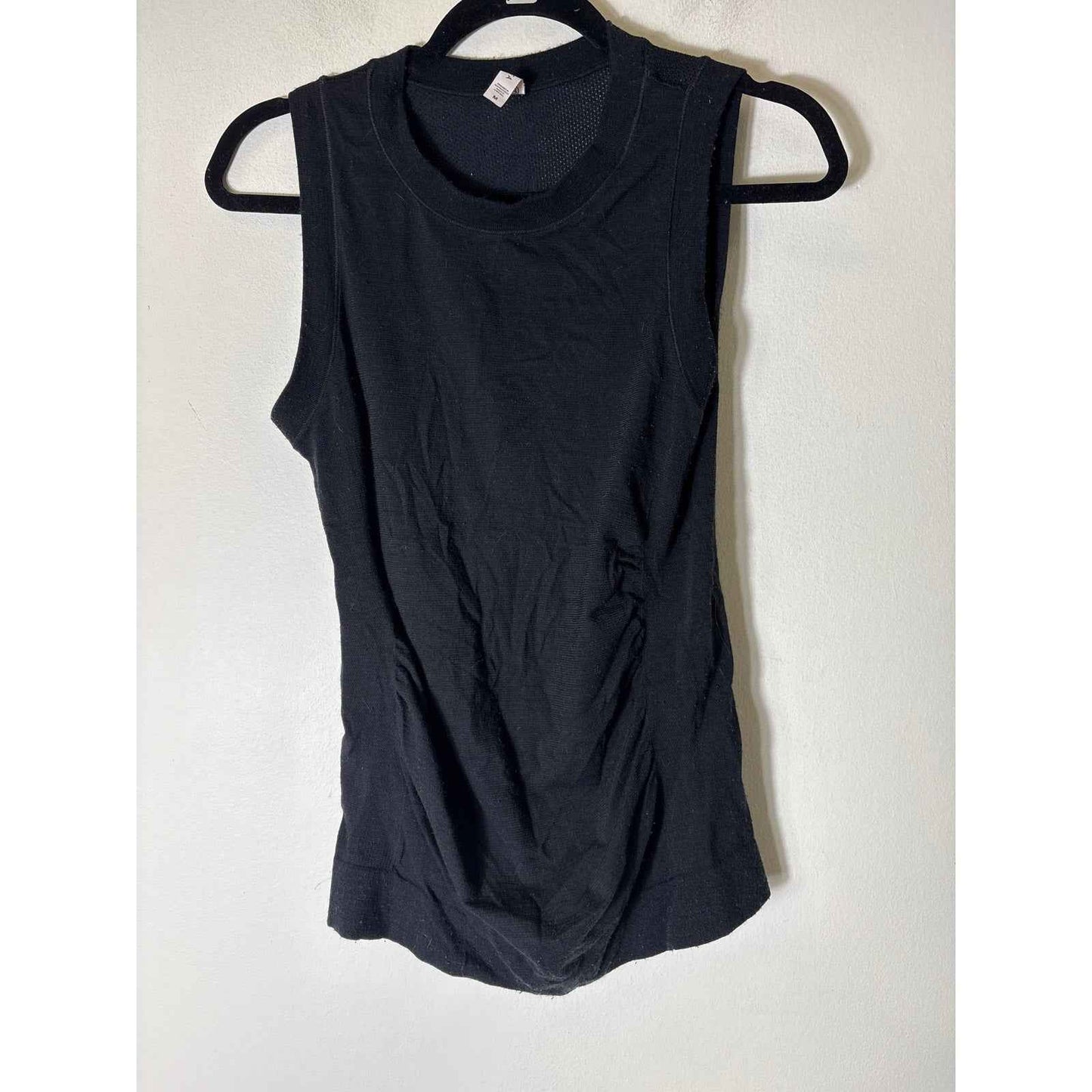 Athletic Black Sleevless Ruched Athletic Top Sz M