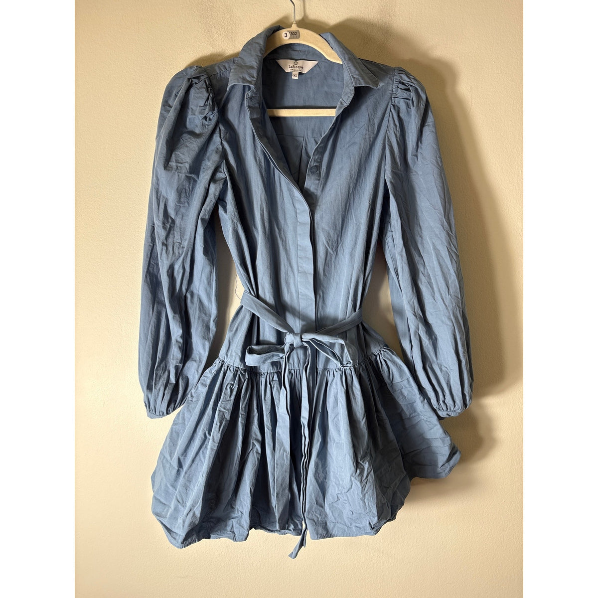 La Roque Blue Long Sleeve Drop Waist Dress Sz XS