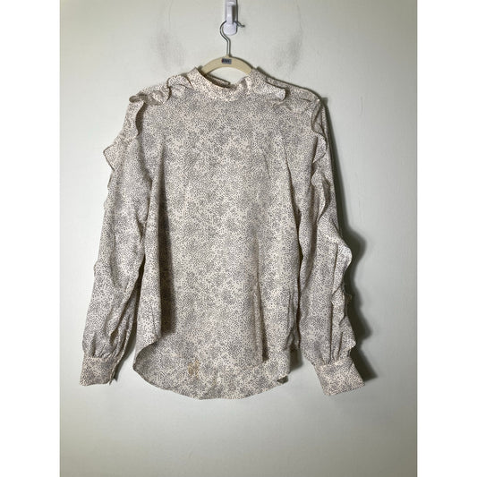 Endless Rose Off White Black Long Sleeve High Collar Top Sz S