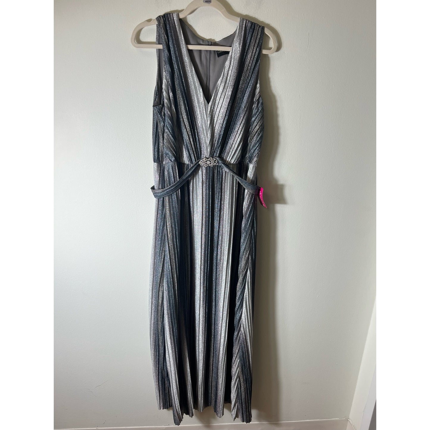 NWT Gabby Skye Occasion Metallic Strip Maxi Dress Sz 16