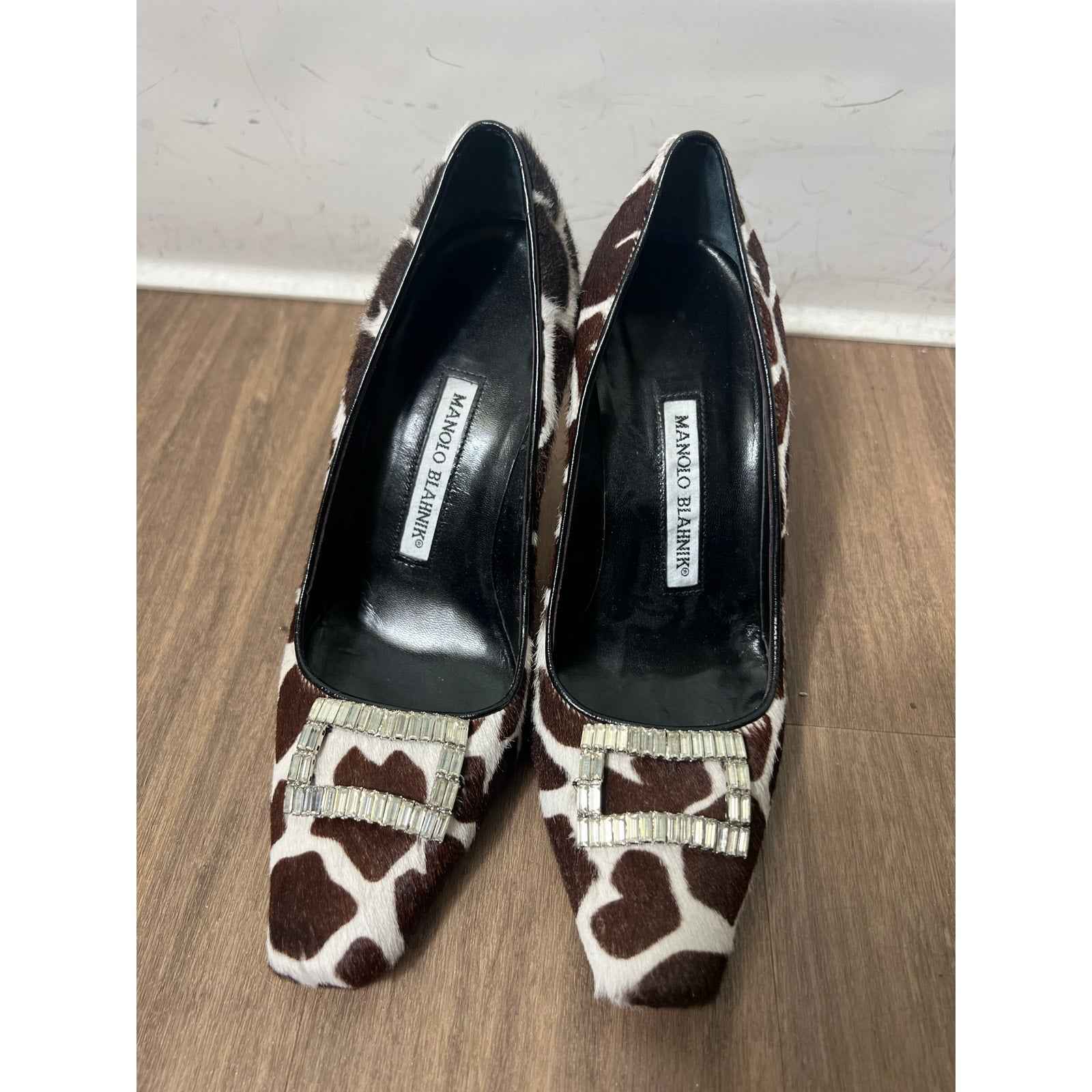Manolo Blahnik Ponyhair Animal Print Heels Sz 36.5