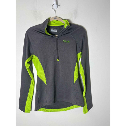 Woman's Under Armor Gray Semi Fitted Long Sleeve Zip Up "Tulane" Jacket Sz M