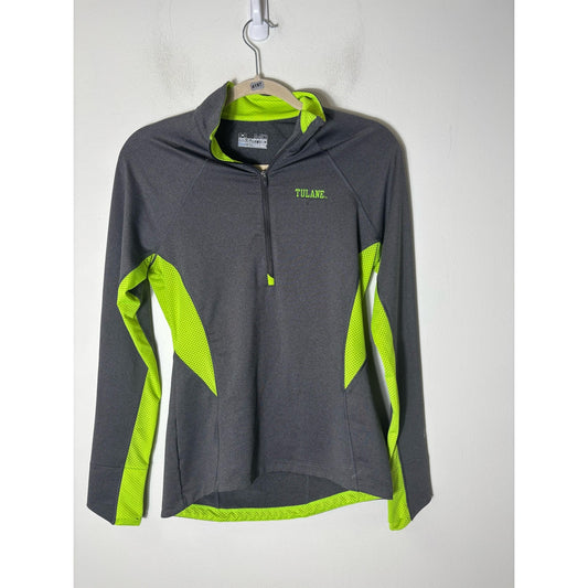 Woman's Under Armor Gray Semi Fitted Long Sleeve Zip Up "Tulane" Jacket Sz M