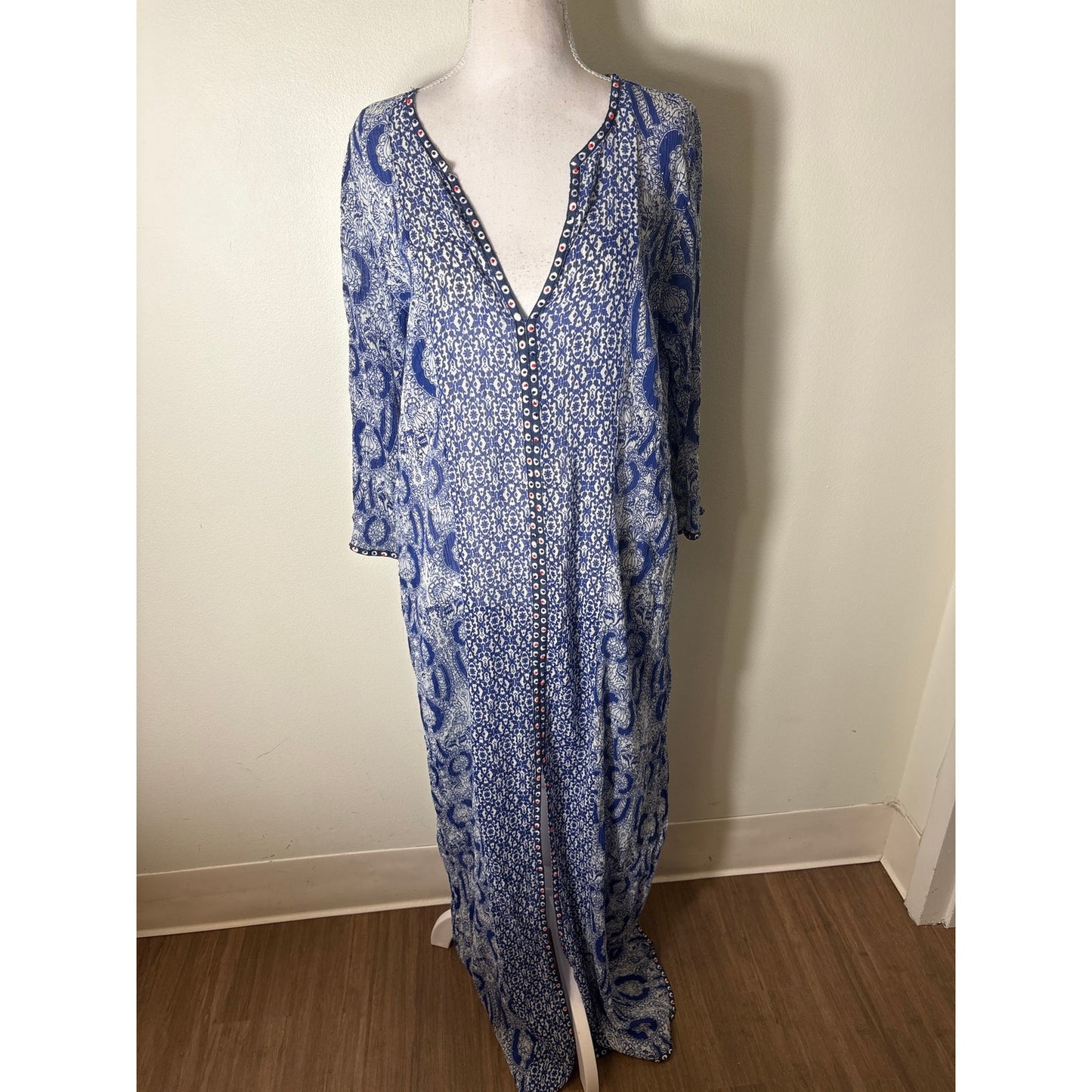 Le Sirenuse Positano Blue Cotton Swimsuit Cover Up Sz 46