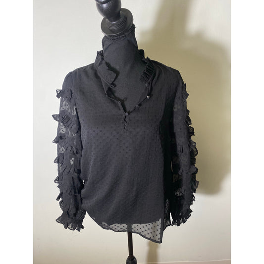 NWT Cleobella Black Swiss Dot Top  Sz S
