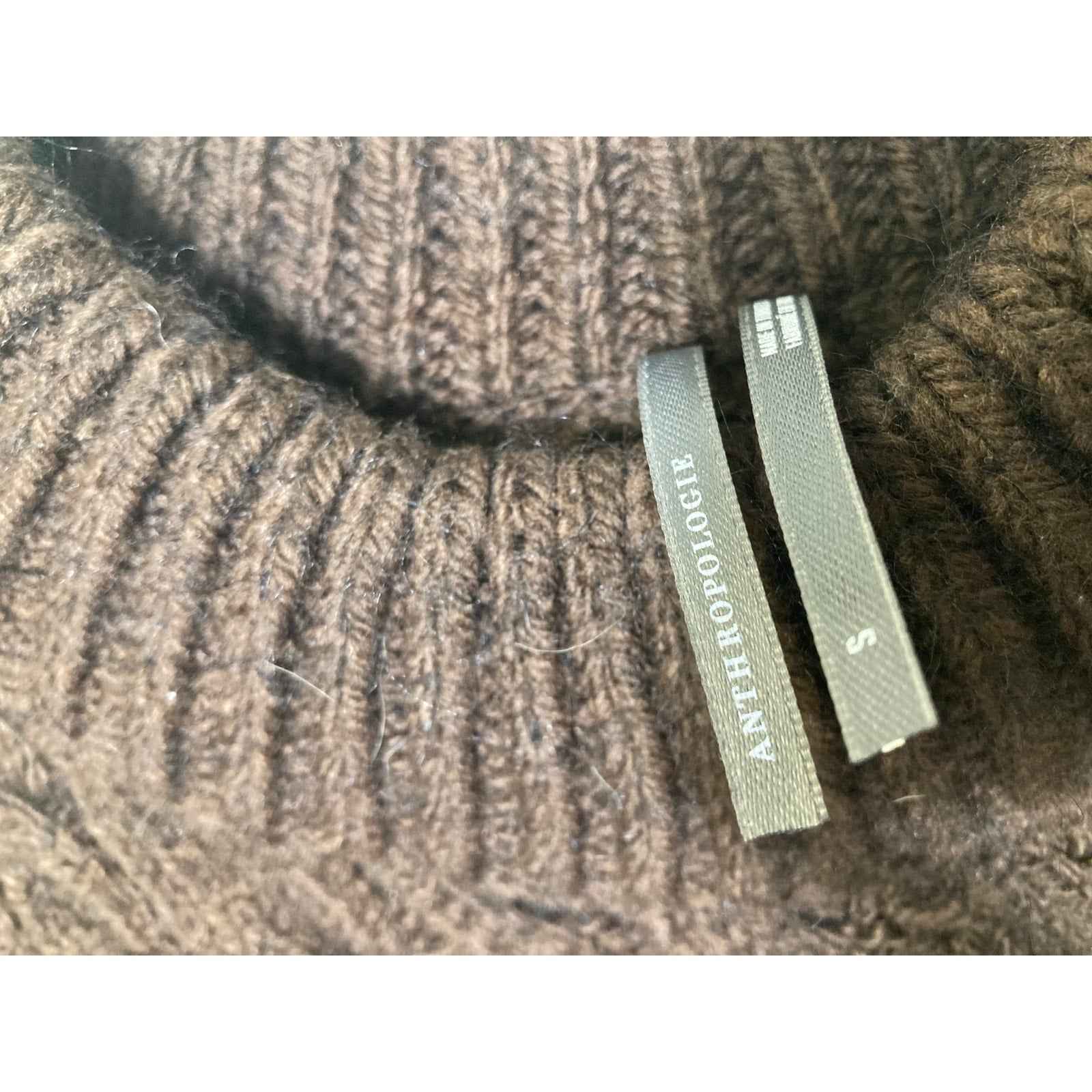 Anthropologie Brown Cable Knit Sweater Top Sz S