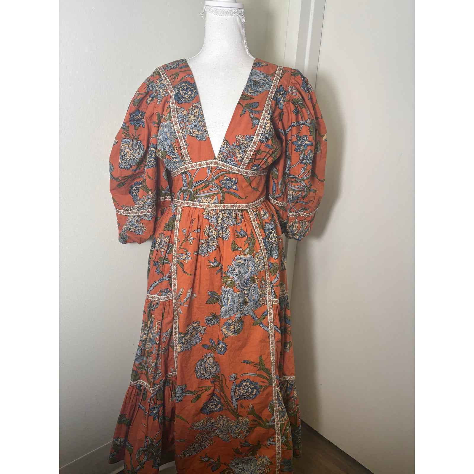 Love the Label Orange Floral Maxi Dress Sz S