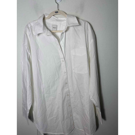 Maeve White Long Sleeve Button Up Cotton Shirt Sz L